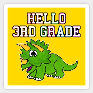 Hello 3rd Grade Triceratops Back To School Dinosaur Sticker